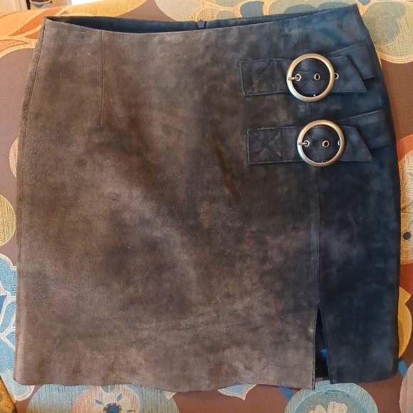 Blank NYC Brown To Black Ombre Leather Lined Skirt W-27 - Picture 1 of 6